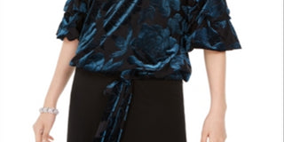 MSK Women's Velvet Off the Shoulder Blouse Green Size X-Large