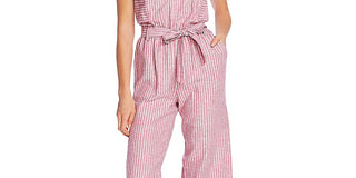 Vince Camuto Women's Wide Leg Cropped Jumpsuit Pink Size Large