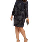 Jessica Howard Women's Paisley Print Side Ruched Dress Navy Size 22W