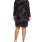 Jessica Howard Women's Paisley Print Side Ruched Dress Navy Size 22W