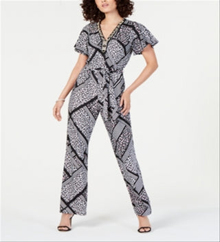 NY Collection Women's Flutter Sleeve Jumpsuit Black Size Petite Medium