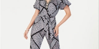 NY Collection Women's Flutter Sleeve Jumpsuit Black Size Petite Medium