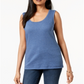 Karen Scott Women's Scoop Neck Cotton Tank Top Blue Size Large