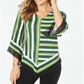 Alfani Women's Striped Poncho Top Green Petite Small
