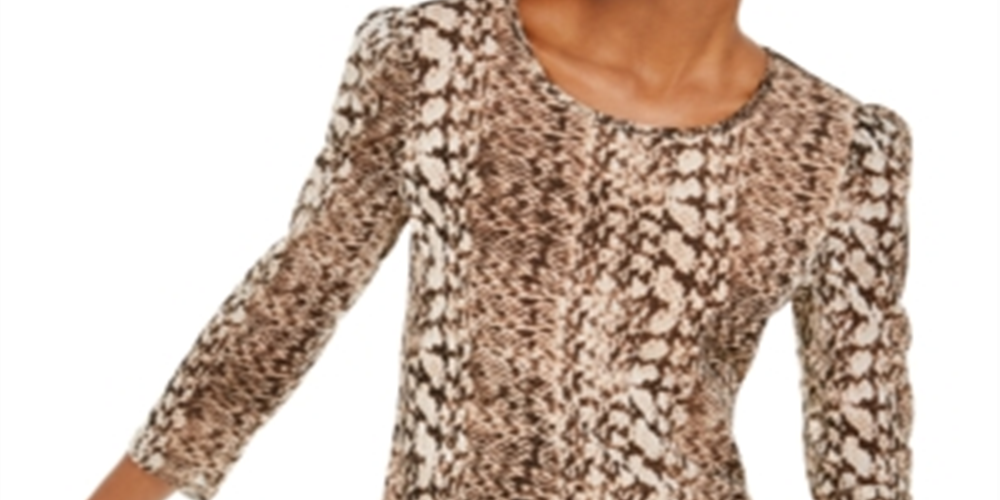 INC International Concepts Women's Printed Puff Shoulder Top Multi Stripes Size Petite XL