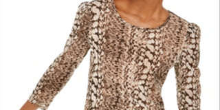 INC International Concepts Women's Printed Puff Shoulder Top Multi Stripes Size Petite XL