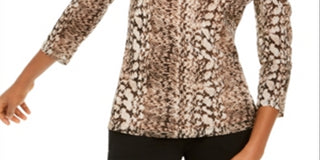 INC International Concepts Women's Printed Puff Shoulder Top Multi Stripes Size Petite XL