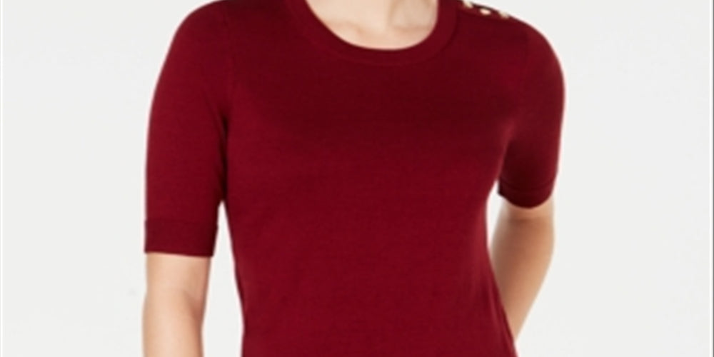Charter Club Women's Elbow Sleeve Sweater Red Petite Medium