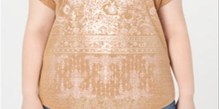 Style & Co Women's Plus Graphic Print T-Shirt Brown Size 2X