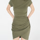 Planet Gold Women's Zippered Cap Sleeve Jewel Neck Short Evening Dress Green Size X-Small