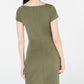 Planet Gold Women's Zippered Cap Sleeve Jewel Neck Short Evening Dress Green Size X-Small