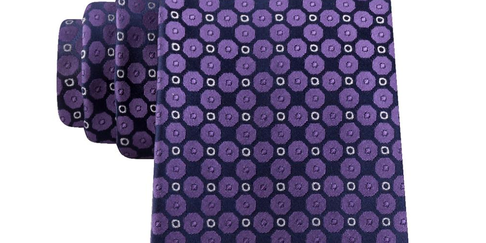 Kenneth Cole Men's Geometric Classic Neck Tie Purple Size Regular