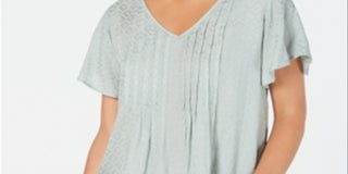 Style & Co Women's Textured Flutter Sleeve Top Purple Size Medium