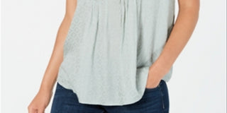 Style & Co Women's Textured Flutter Sleeve Top Purple Size Medium