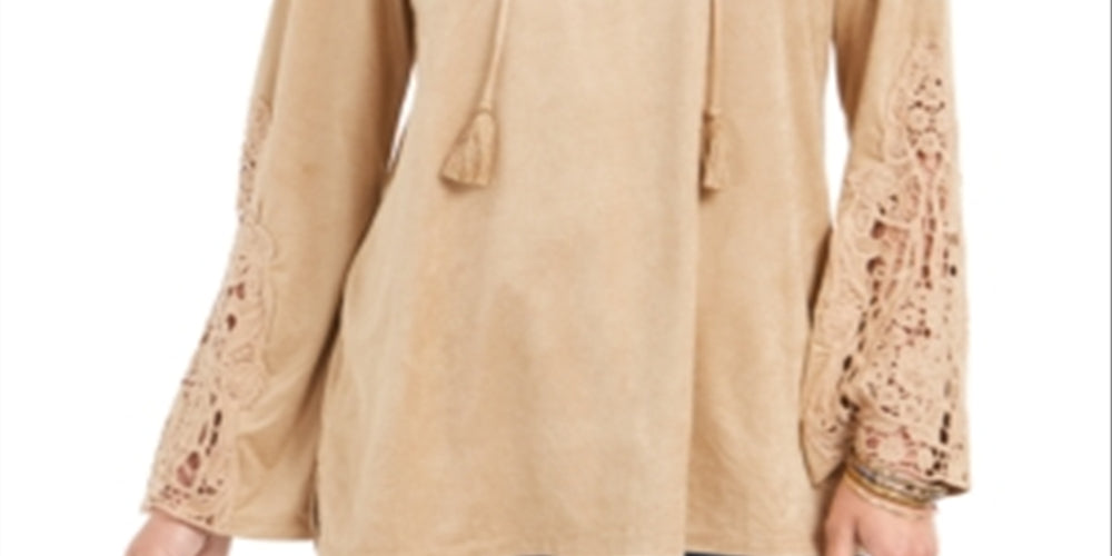 Style & Co Women's Faux Suede Lace up Top Brown Size Large