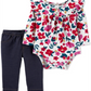 Carter's Girl' sInfant Bodysuits Print Floral Ruffle Pocket Pants Red Floral Size 24MOS