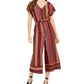 Be Bop Women's Jumpsuit Stripe Belted Wide Leg Crop Red Size Medium