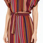 Be Bop Women's Jumpsuit Stripe Belted Wide Leg Crop Red Size Medium