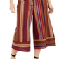 Be Bop Women's Jumpsuit Stripe Belted Wide Leg Crop Red Size Medium