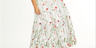 City Studios Women's Trendy Embroidered Floral Gown White Size 14W