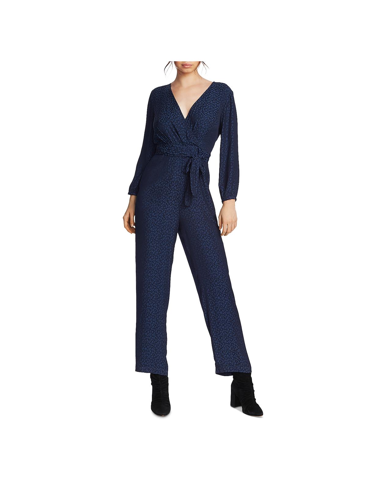 1.STATE Women's Printed Wrap Front Jumpsuit Blue Size 12