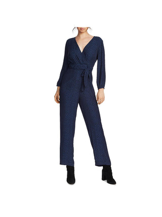 1.STATE Women's Printed Wrap Front Jumpsuit Blue Size 12