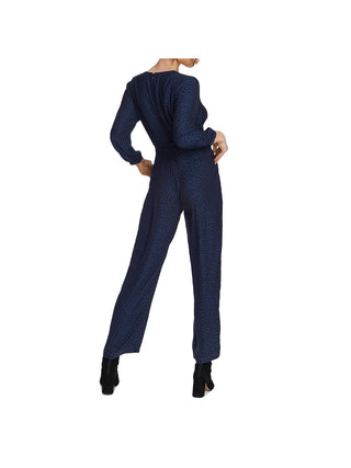 1.STATE Women's Printed Wrap Front Jumpsuit Blue Size 12