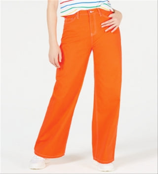 Dickies Girl Junior's 5 Pocket High Rise Wide Leg Skater Pants Orange Size 11
