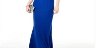 B Darlin Women's Spaghetti Strap Maxi Sheath Evening Dress Blue Size 11-12