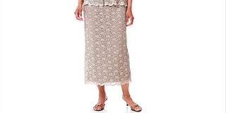 R&M Richards Women's Sequined Sleeveless Scoop Neck Tea Length Shift Dress Brown Size 18