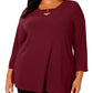 Alfani Women's Plus Hi Low Keyhole Blouse Berry Size 0X