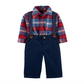 Carter's Boy's' Infant Bodysuits Plaid Shirt Pants Blue Size 18MOS