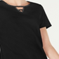 Karen Scott Women's Cotton Embellished Keyhole Top Black Size Small