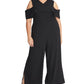 Rachel Roy Women's Cold Shoulder V Neck Evening Jumpsuit Black Size 18W