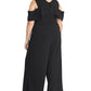 Rachel Roy Women's Cold Shoulder V Neck Evening Jumpsuit Black Size 18W