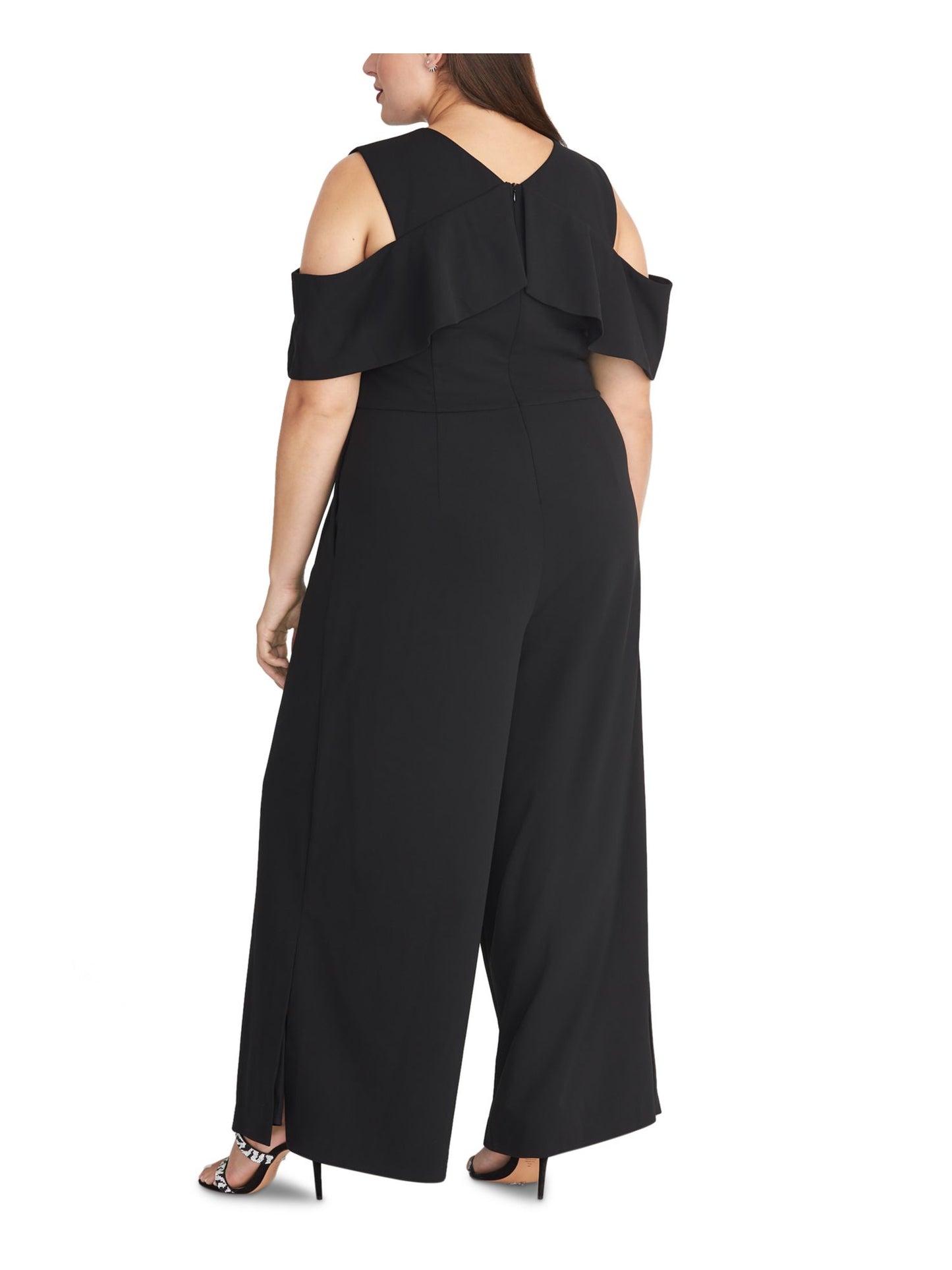 Rachel Roy Women's Cold Shoulder V Neck Evening Jumpsuit Black Size 18W