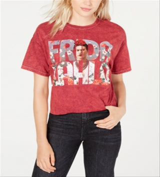 True Vintage Women's Cropped Cotton Frida Graphic T-Shirt Red Size Small