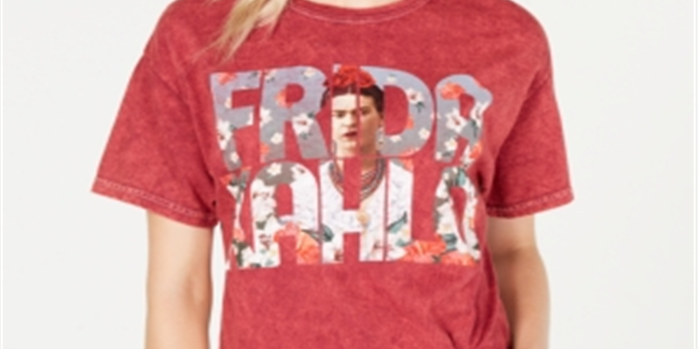 True Vintage Women's Cropped Cotton Frida Graphic T-Shirt Red Size Small