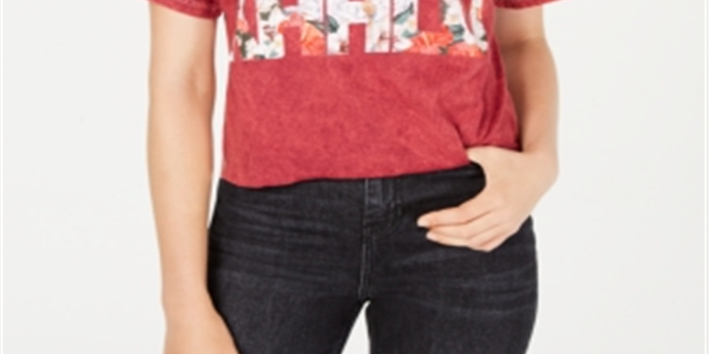True Vintage Women's Cropped Cotton Frida Graphic T-Shirt Red Size Small