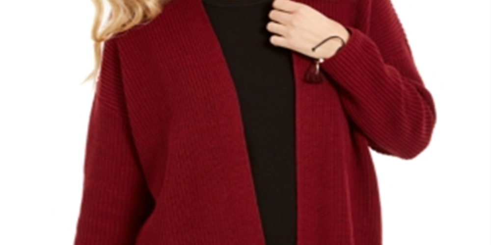 Style & Co Women's Button Side Oversized Cardigan Red Size X-Small