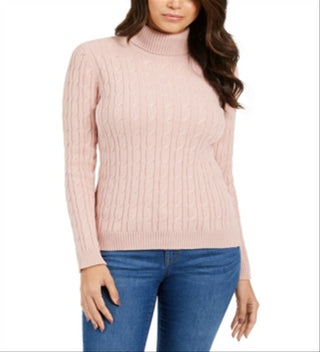 Charter Club Women's Cable Turtleneck Sweater Pink Size XX-Large