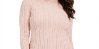 Charter Club Women's Cable Turtleneck Sweater Pink Size XX-Large