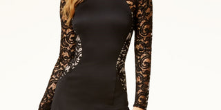 Bcx Women's Lace Accent Bodycon Dress Black Size 7