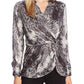 Vince Camuto Women's Animal Print Peplum Top Gray Size Small