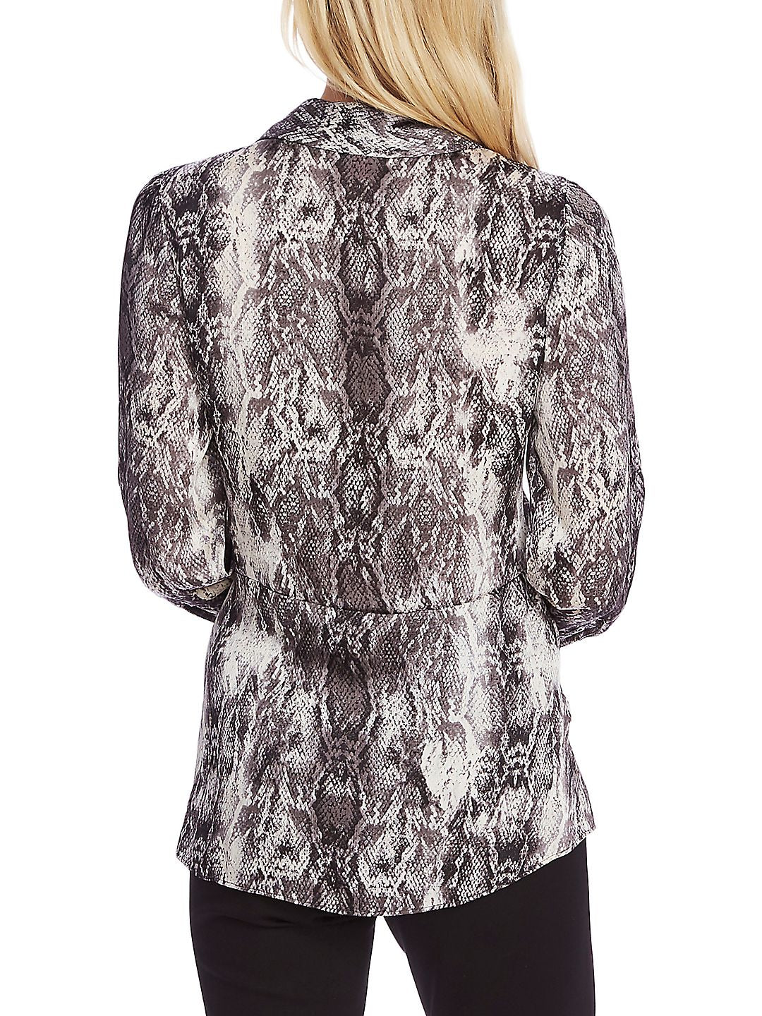 Vince Camuto Women's Animal Print Peplum Top Gray Size Small