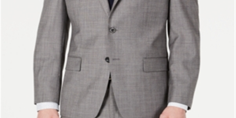 Michael Kors Men's Classic Fit Airsoft Stretch Mini Grid Suit Jacket Gray Size 44