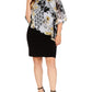 Connected Apparel Women's Floral Kimono Sleeve Above the Knee Cocktail Shift Dress Black 18W
