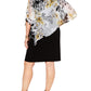 Connected Apparel Women's Floral Kimono Sleeve Above the Knee Cocktail Shift Dress Black 18W