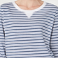 Karen Scott Women's Striped 3/4 Sleeve Sweatshirt Blue - White Size Petite S