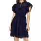 Bcbgmaxazria Women's Eyelet Ruffle Mini Dress Blue Size Large